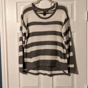 Grey and White Striped Sweater